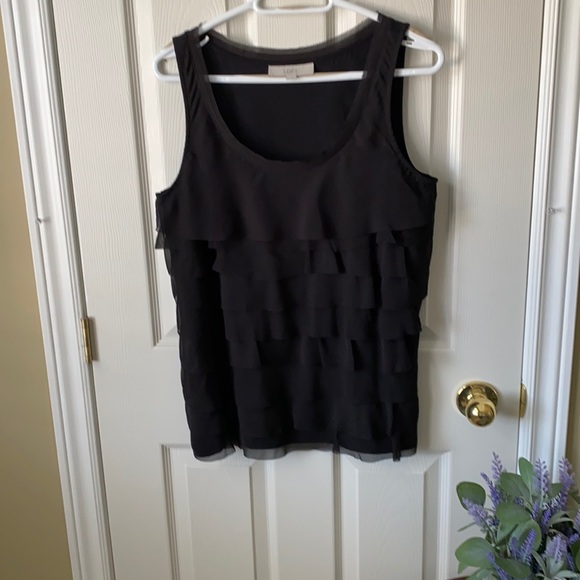 LOFT Tops - SALE 3/$25 Loft black Ruffle Sleeveless Shell Top